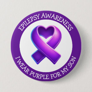 Chapa Redonda De 7 Cm Llevo Morado por mi Hijo   Conciencia sobre Epilep