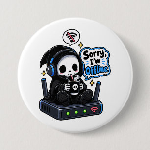Chapa Redonda De 7 Cm Lo siento, estoy desconectado humor de gamer intro