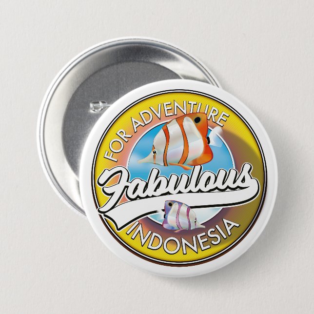 Chapa Redonda De 7 Cm Logo de Adventure Fabulous Indonesia (Anverso y reverso)
