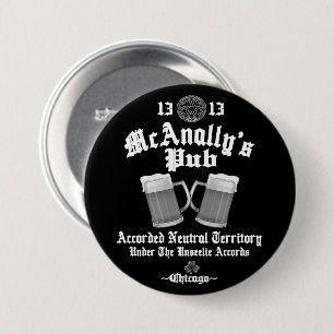 Chapa Redonda De 7 Cm Logo de McAnally's Pub White