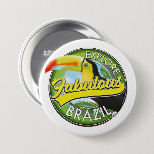 Chapa Redonda De 7 Cm Logotipo de Explorar el Fabuloso Brasil