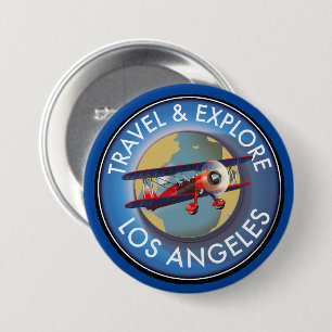 Chapa Redonda De 7 Cm logotipo de Viajar explorar Los Ángeles