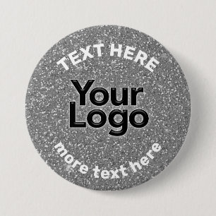 Chapa Redonda De 7 Cm Logotipo empresarial de brillo blanco plateado DIY