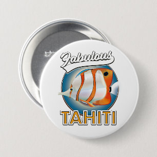 Chapa Redonda De 7 Cm logotipo retro fabuloso de Tahití