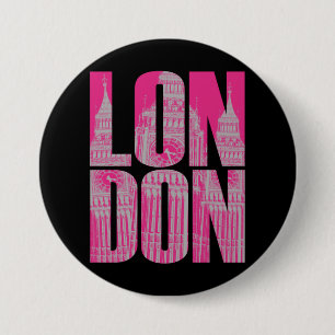 Chapa Redonda De 7 Cm Londres Rosa