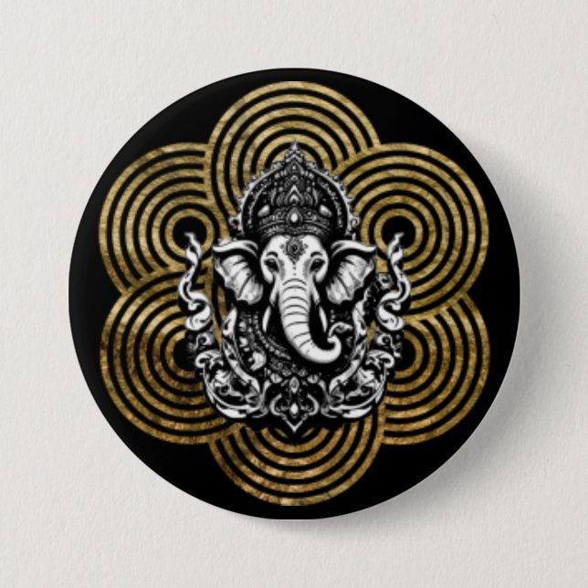 Chapa Redonda De 7 Cm Lord Ganesha (Anverso)