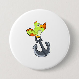 Chapa Redonda De 7 Cm Loro con ancla