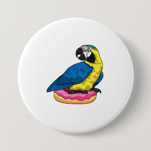 Chapa Redonda De 7 Cm Loro con donut