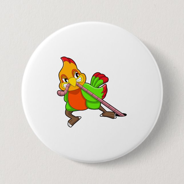 Chapa Redonda De 7 Cm Loro con gusano (Anverso)