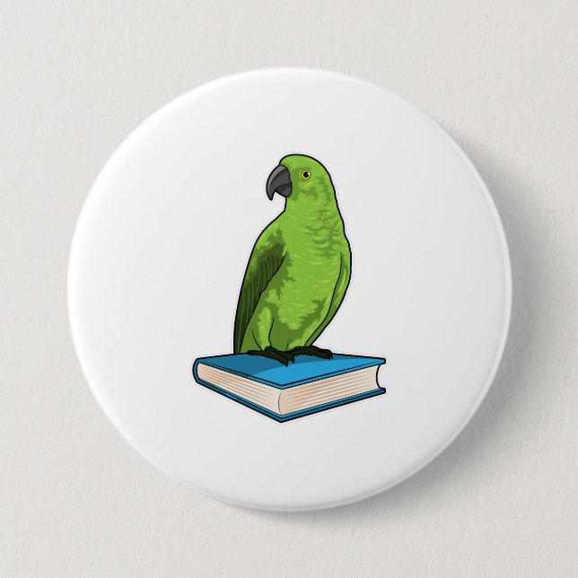 Chapa Redonda De 7 Cm Loro con libro (Anverso)