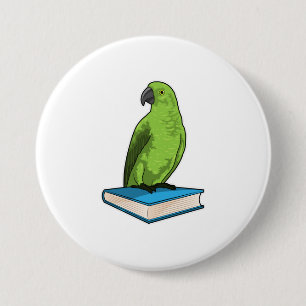 Chapa Redonda De 7 Cm Loro con libro