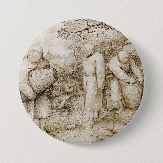 Chapa Redonda De 7 Cm Los apicultores de Pieter Bruegel el Viejo (Anverso)