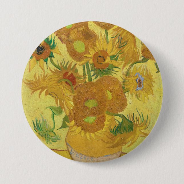 Chapa Redonda De 7 Cm Los girasoles de Van Gogh (Anverso)