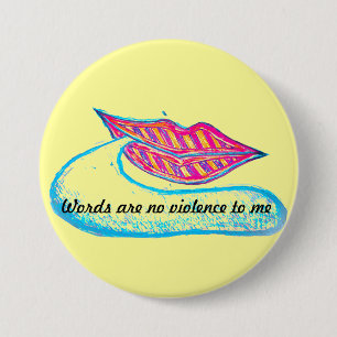 Chapa Redonda De 7 Cm Los labios rosados y una palabra baloon o lengua