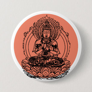Chapa Redonda De 7 Cm Lotus Buddha