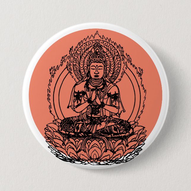 Chapa Redonda De 7 Cm Lotus Buddha (Anverso)