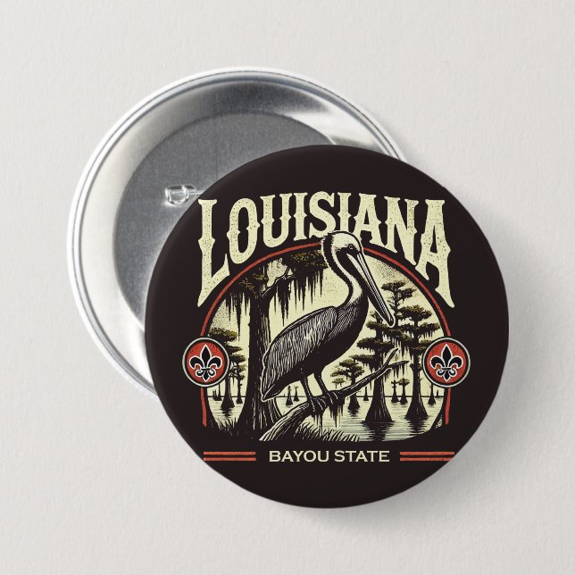 Chapa Redonda De 7 Cm Louisiana (Anverso y reverso)