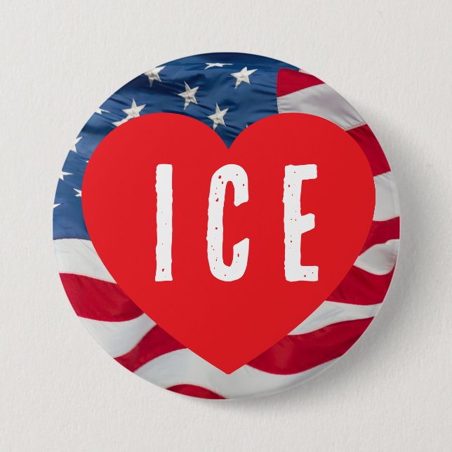 CHAPA REDONDA DE 7 CM LOVE ICE HEART W/FLAG (Anverso)