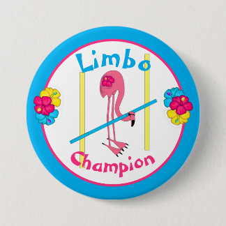 Chapa Redonda De 7 Cm Luau Tropical Fiesta Flamingo Limbo Campeón 3"
