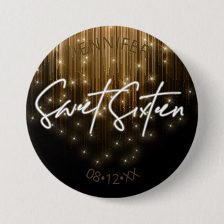 Chapa Redonda De 7 Cm Luces en cascada Sweet 16 Gold ID790