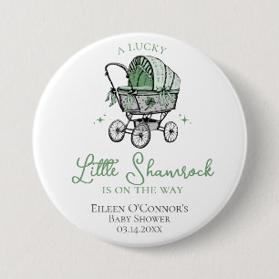 Chapa Redonda De 7 Cm Lucky Little Shamrock St Patrics Baby Shower