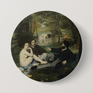Chapa Redonda De 7 Cm Luncheon en la hierba de Edouard Manet