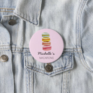 Chapa Redonda De 7 Cm Macarons Franceses Acuarela Pintado a Mano