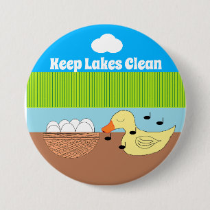 Chapa Redonda De 7 Cm Madre Pato cantando a sus huevos