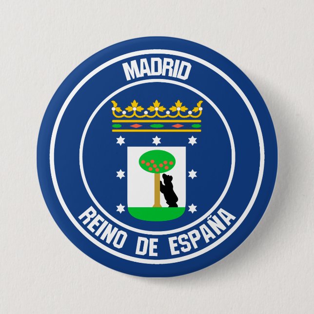 Chapa Redonda De 7 Cm Madrid Round Emblem (Anverso)