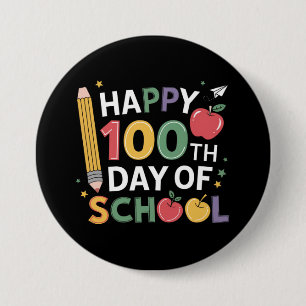 Chapa Redonda De 7 Cm Maestros del Día 100 de la Escuela Feliz 100 Días