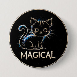 Chapa Redonda De 7 Cm Magical Cat Button
