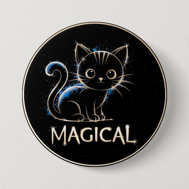 Chapa Redonda De 7 Cm Magical Cat Button (Anverso)