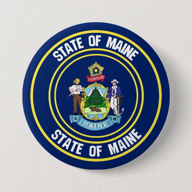Chapa Redonda De 7 Cm Maine Round Emblem (Anverso)