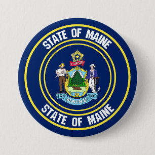 Chapa Redonda De 7 Cm Maine Round Emblem