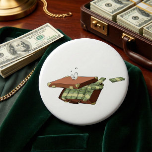 Chapa Redonda De 7 Cm Maleta personalizado llena de paquetes de dinero e
