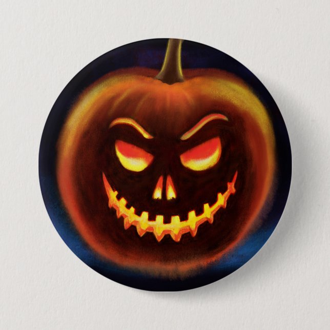 Chapa Redonda De 7 Cm Malvado calabaza Halloween Dulce o Insignia del tr (Anverso)