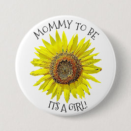 Chapa Redonda De 7 Cm Mamá a ser, SU un girasol Baby Shower del CHICA