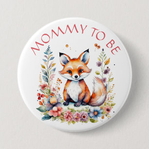 Chapa Redonda De 7 Cm Mamá para ser Baby Fox y Flowers Baby Shower