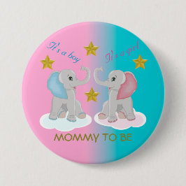 Chapa Redonda De 7 Cm Mamá para ser mujer revela Baby Shower Elephant T-