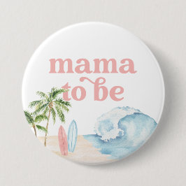 Chapa Redonda De 7 Cm Mamá rosa será bebé a bordo del Baby Shower Beach