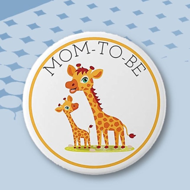 Chapa Redonda De 7 Cm Mamá será Baby Shower Giraffe (Subido por el creador)