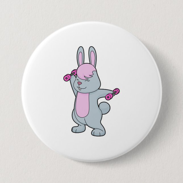 Chapa Redonda De 7 Cm Mancuerna de Bunny Fitness (Anverso)