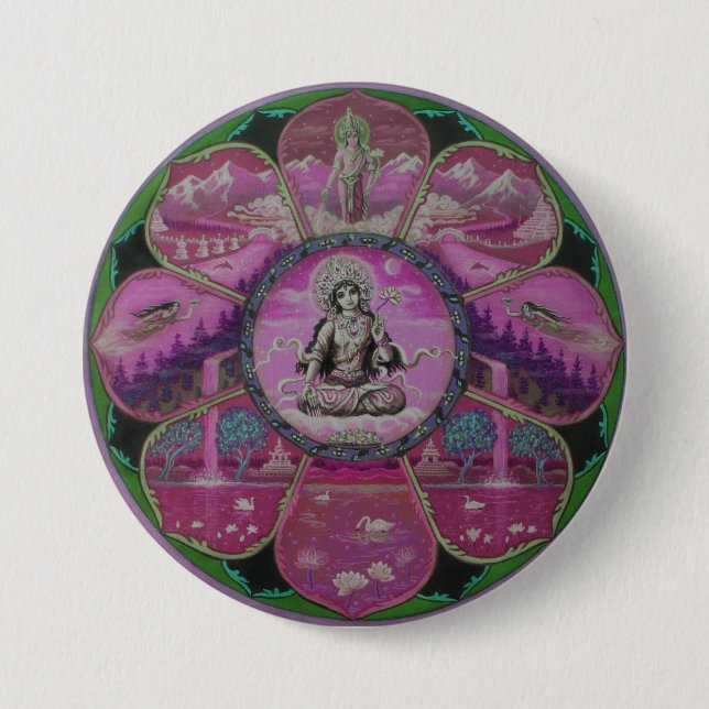 Chapa Redonda De 7 Cm Mandala de Tara de la diosa (Anverso)