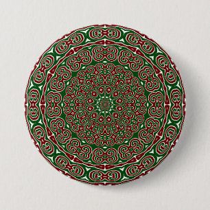 Chapa Redonda De 7 Cm Mandalá Navideño Ornamental