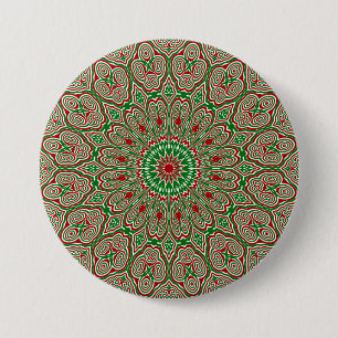 Chapa Redonda De 7 Cm Mandalá Navideño Ornamental 2