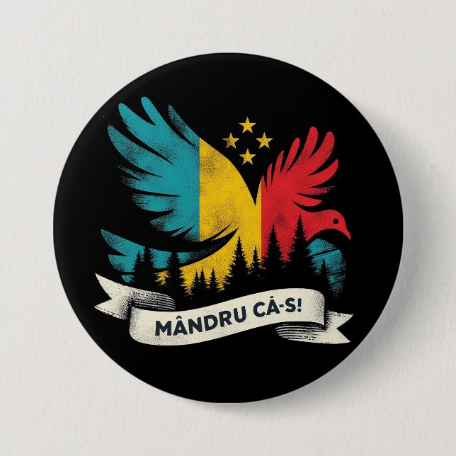 Chapa Redonda De 7 Cm Mandru ca-s roman (Anverso)