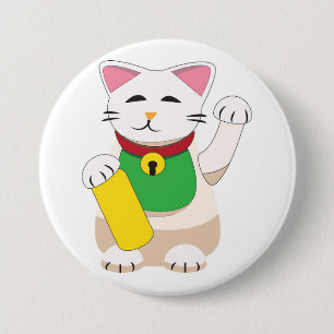 Chapa Redonda De 7 Cm Maneki Neko o Gato Invitador