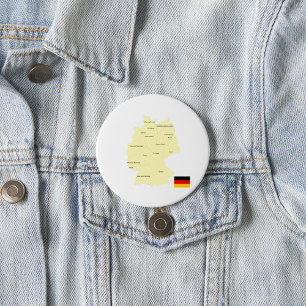 Chapa Redonda De 7 Cm Mapa de Alemania con estados y capitales