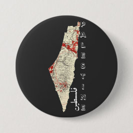 Chapa Redonda De 7 Cm mapa de la caligrafía árabe palestina