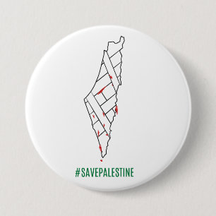 Chapa Redonda De 7 Cm Mapa de sangrado de Save Palestine - Libertad para
